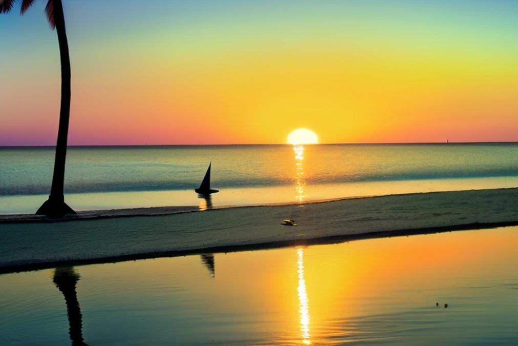 A serene sunset over a calm ocean